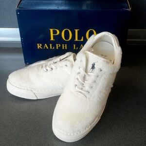 Polo Ralph Lauren Bryn Chic Cream Hi Pile Fuzzy Faux Sherpa Sneakers